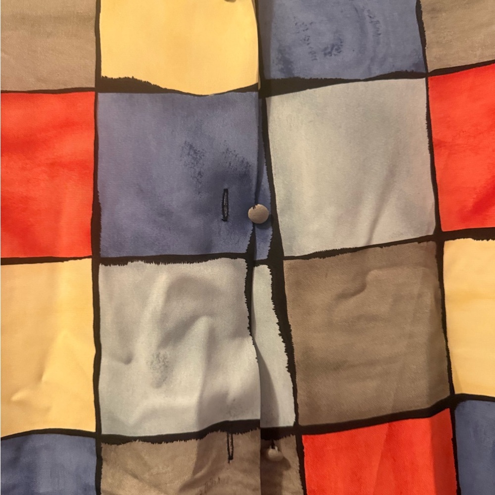 Colorful Patchwork Button Down Shirt - image 4